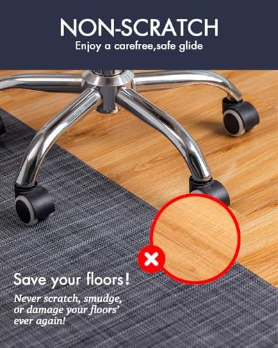 Baroyal Office Chair Mat for Hardwood Floor Under Desk Computer Rolling Chair Mat for Wood/Tile Floor Non-Slip Heavy Duty Desk Rug PVC Plastic Hard Floor Protector 48" x 60" (Cool Grey) - Image 2