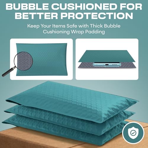 Green Bubble Mailers 6x10, Self Seal Poly Padded Envelopes #0, 250 Pack - Image 5