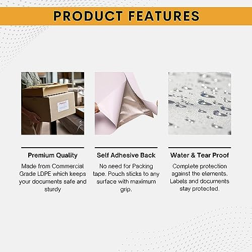 1000 Pack 6"x10" Shipping Label Sleeves – Clear Self-Adhesive Packing Slip Pouches, Waterproof Packing List Envelopes – Ideal for Shipping Documents, Mailing Labels, Invoices & Packing Slips - Image 3