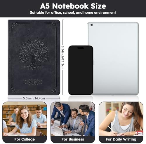 FOCUS DAY Lined Journal Notebook, A5 size (5.7'' X 8.4''), 320 Pages 100GSM Thick Paper, Leather Hardcover, for Women Men, Writing, Note Taking, Personal Diary, Travel Journal - Image 2