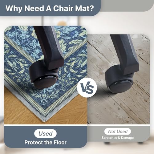48"x60" Office Chair Mat for Hardwood Floor, Non-Slip Washable Dark Blue - Image 5