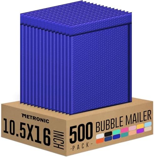 Metronic 500 Pack Bubble Mailers 10.5X16 Inch Self Seal Padded Mailers Blue by METRONIC