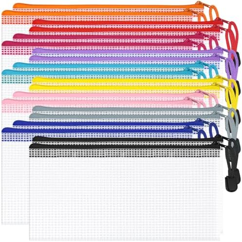 20Pack Mesh Zipper Pouch Bags, 9.4x4.9 Inch, 10 Colors by Aubeco