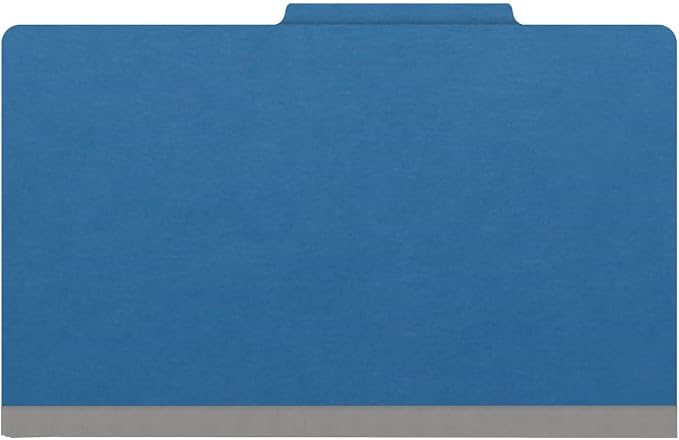 25 Pt. Pressboard Classification Folders, 2/5 Cut ROC Top Tab, Legal Size, 2 Dividers, Royal Blue (Box of 10) - Image 3