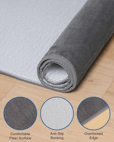 Office Chair Mat for Hardwood Floor, 51"x63" Flannel Fabric Chair Mat for Hard Floors, Non-Slip Under Desk Rug for Rolling Chairs, Soft Floor Protector Area Rug for Home Office, Dark Grey - Image 4