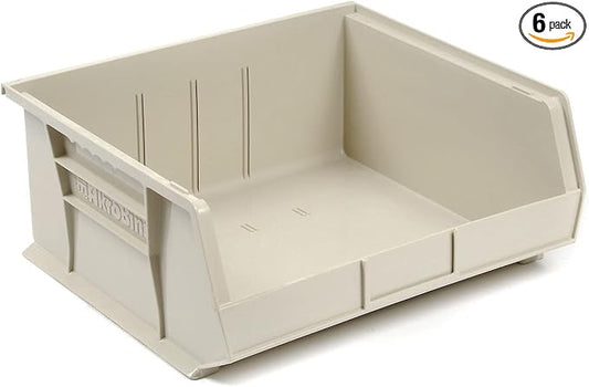 Akro-Mils 30250 AkroBins Plastic Storage Bins, 15"x16"x7", Stone, 6-Pack | Space-Saving Stackable Bins for Garage, Pantry, Craft Organization by Akro-Mils