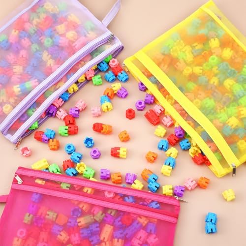 Marspark 30 Pack Bright Color Mesh Zipper Pouch Bags A4 Nylon Organizing Bags Breathable See Through Zipper Pouch with Handle for Office Games - Image 6