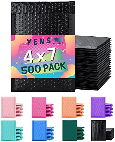 Yens Bulk Black Poly Bubble Mailers 4x8 500 Pack Usable 4x7 by YensPackage