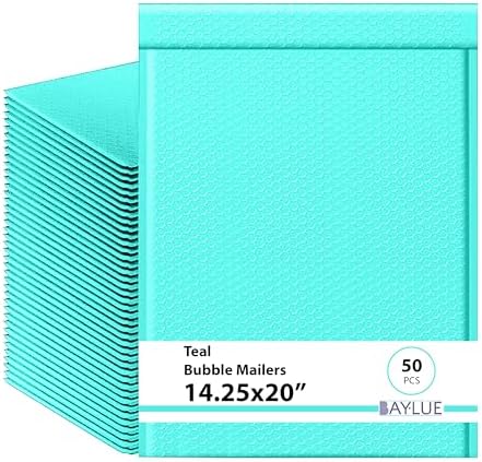 Teal Bubble Mailers 14.25x20, Self Seal Poly Padded Envelopes #7, 50 Pack by BAYLUE