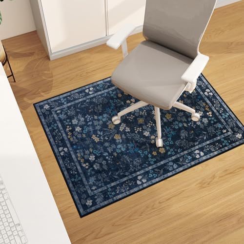 chakme Office Chair Mat for Hardwood Floor, 48"x36" Easy Glide Computer Desk Mat Protector for Rolling Chair Under Desk Rug Nonslip Backing, Machine Wash, (Floral) by CHAKME