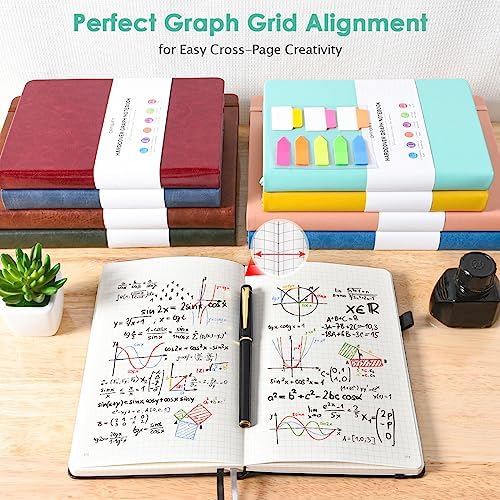 5 Pack Graph Paper Notebook Bulk, A5, 312 Numbered Pages Grid Journal Set - Image 6