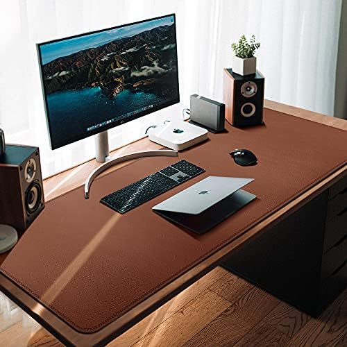CENNBIE Leather Desk Mat 39.3"x19.6", Office Desk pad (Brown) - Image 3