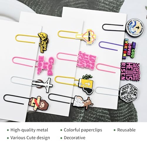 Paper Clips, 20pcs Jesus PaperClips Medium Colored Binder Clips Assorted Book Mark for Paperwork Office School Decorative - Image 3