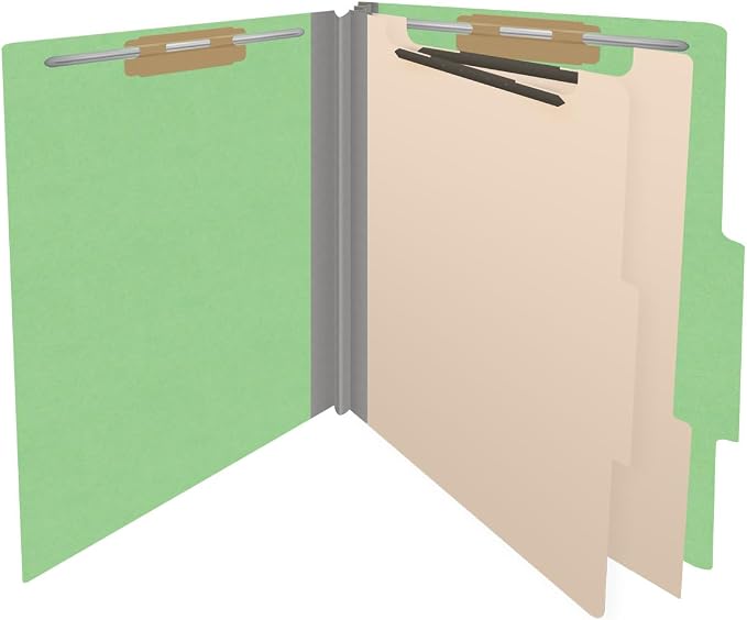 Heavy Duty End Tab Color Folders, 2/5 Cut ROC Top Tab, Letter Size, 2 Divider, Green (Box of 10) - Image 4