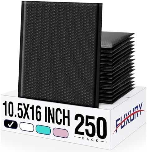 Fuxury Bubble Mailers 10.5x16 Inch Self Seal Padded Envelopes 250 Pack by Fuxury