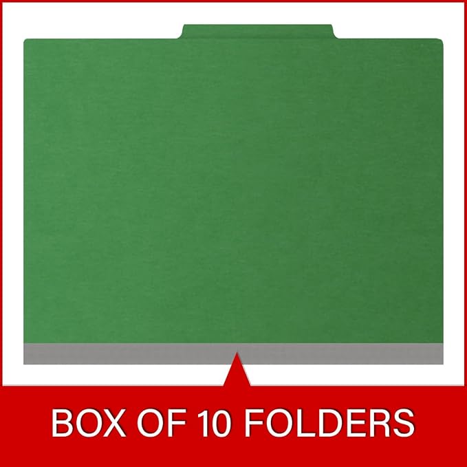 25 Pt. Pressboard Classification Folders, 2/5 Cut ROC Top Tab, Letter Size, 1 Divider, Moss Green (Box of 10) - Image 6
