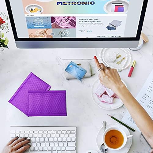 Metronic Bubble Mailers, Purple 4x8" Case of 800, Bulk Poly Bubble Mailers - Image 6