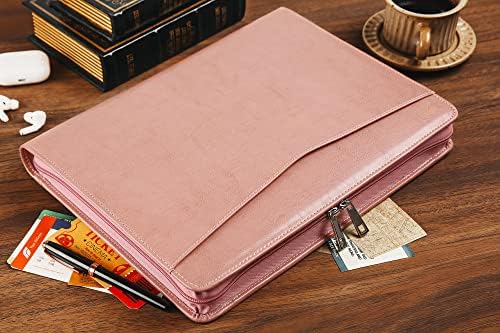 Pink Leather Portfolio for Women, Resume Portfolio Folder with Zipper, Customized Portfolio, Personalized Executive Portfolio Organizer, Vegan Leather Padfolio for Women, Custom - Image 2
