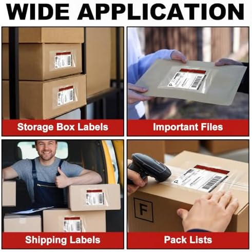 Teling 100 Pcs Packing List Envelopes Clear Adhesive,Red,7" X 10" - Image 5