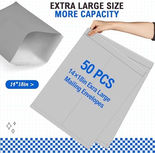 Motipuns 50 Pcs 14'' x 18'' Large Mailing Envelopes 32lb with Gummed Flaps - Image 4