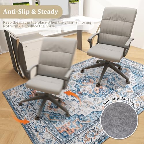 chakme Office Chair Mat for Hardwood Floor, 72"x48" Easy Glide Computer Desk Mat Protector for Rolling Chair Under Desk Rug Nonslip Backing, Machine Wash, (Boho) - Image 5