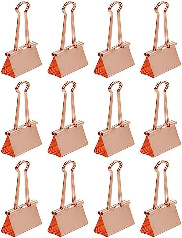JAM PAPER Colorful Binder Clips - Large - 1 1/2 Inch (41 mm) - Rose Gold Binderclips - 12/Pack - Image 2
