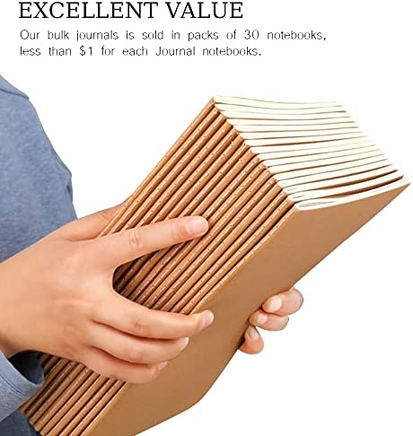30 Pack A5 Blank Journal Notebook for Travelers, Student Gifts Office and School Supplies, Writing Journal Sketchbook Subject Notebooks Travel Journals Bulk, Kraft Paper, 80 Pages, 40 Sheets, 8.3x5.5 - Image 5