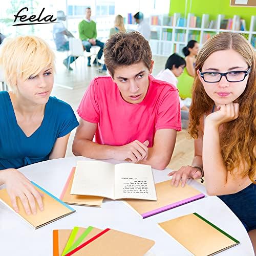 feela 16 Pack Composition Notebooks Bulk, Kraft Cover Lined Blank College Ruled Composition Travel Journals with Rainbow Spines For Women Students Business, 60 Pages, 8.3”x 5.5”, A5, 16 Colors - Image 7