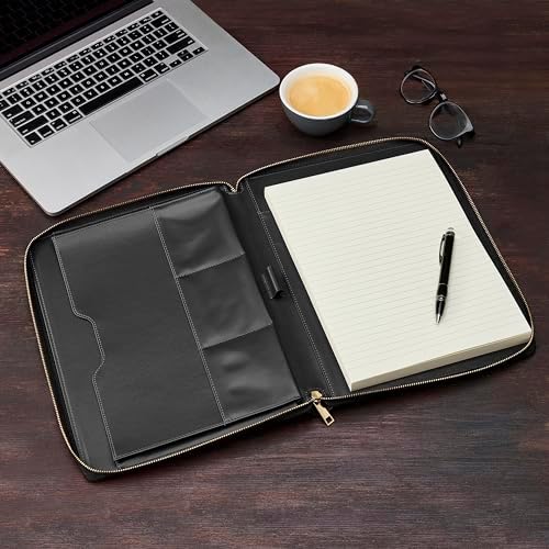 Gallaway Leather Genuine Leather Zippered Portfolio Organizer, Black - Image 2