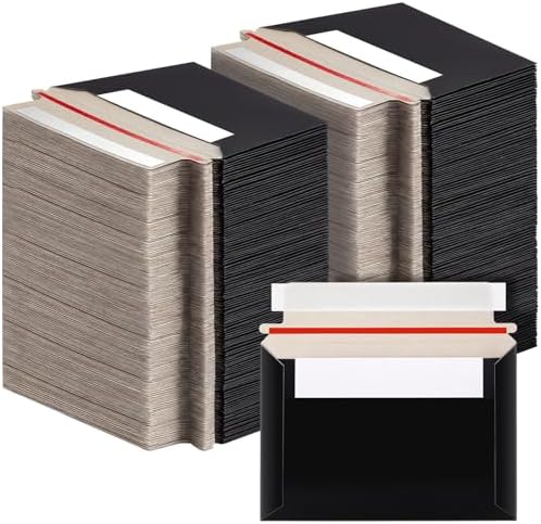 Affrolling 200 Pcs 6.5 x 4.5 Inch Rigid Photo Mailers Cardboard, Black by Affrolling