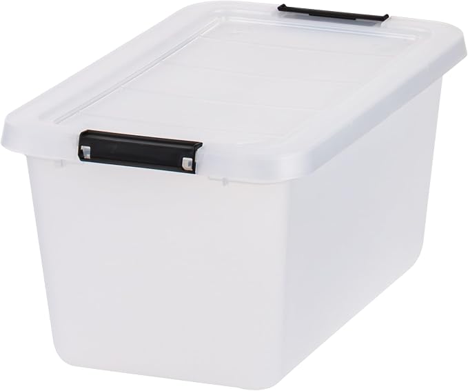 IRIS USA 6-Pack 13 Quart Clip Box with Latching Lid | Latching lid secures office and household supplies. Stackable, nestable design maximizes storage space - Image 8