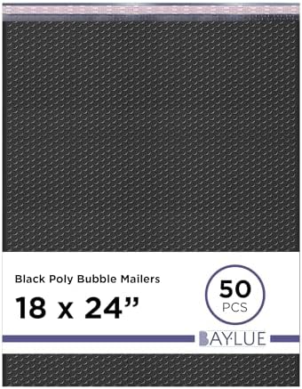 Black Bubble Mailers 18x23, Poly Padded Envelopes #9, 50 Pack Bulk by BAYLUE