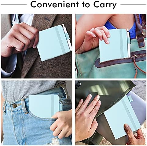 feela 15 Pack Pocket Small Notebooks Bulk, Mini Cute Memo Notepads Hardcover College Ruled Lined Journals with Pen Holder for Women Girls Office School, with 15 Black Pens, 3.5”x 5.5”, A6, Sky Blue - Image 5