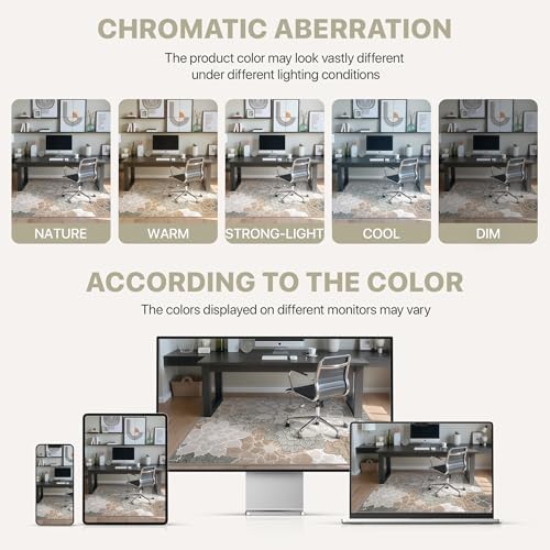 48"x60" Office Chair Mat for Hardwood Floor, Non-Slip Washable Taupe Grey - Image 6