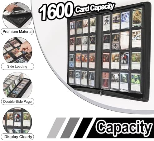 Premium Card Binder 16 Pocket - Fits 1600 Cards，4X4 Ringless Card Album with Sleeves for Trading Cards & Sports Cards（Model C，Classic White） - Image 2