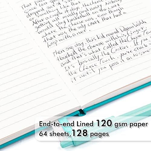 feela 8 Pack Notebooks Journals Bulk, Hardcover Notebook Classic Ruled Lined Journals with Pen Holder for Women Girls School Business Supplies, with 8 Black Pens, 120 GSM, 5.1”x8.3”, A5, Emerald - Image 3