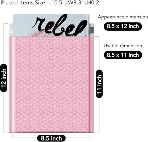 Fuxury Bubble Mailer Bulk 8.5x12 250Pack Light Pink#2 Poly Padded Envelopes - Image 3