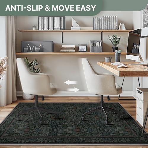 48"x60" Office Chair Mat for Hardwood Floor, Non-Slip Washable Dark Green - Image 4
