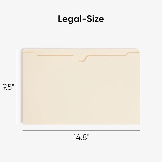 Smead File Jacket, Reinforced Straight-Cut Tab, 2" Expansion, Legal Size, Manila, Value Filing Pack of 50 - Image 3