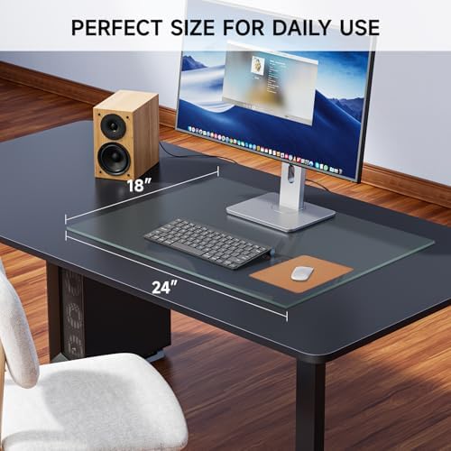 VASUHOME 24" x 18" Clear Tempered Glass Desk Mat - Multi-Functional Desk Pad for Keyboard and Monitor Protection, Dry Erase Surface, Ideal Table Top Protector for Home & Office - Image 7