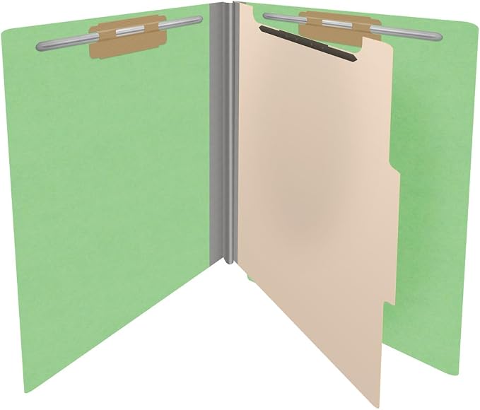 Ecom Folders Heavy Duty Top Tab Classification Folders | Letter Size 18 Pt Stock with 1 Divider | 2/5 Cut Right Position Tab for Medical, Legal and Office Documents | Green, Box of 10 - Image 4