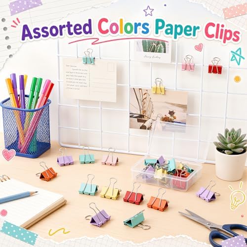 Yexiya 300 Pcs Medium Binder Clips, 1.25 Inch Paper Clamps,Bright Color - Image 4