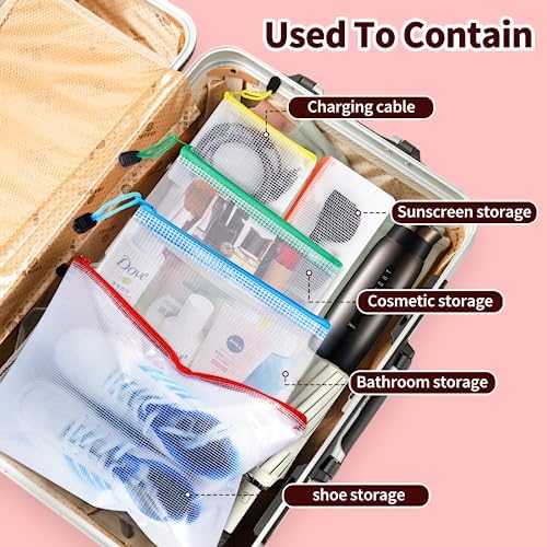 24pcs Mesh Zipper Pouch Bags 8 Sizes Plastic Clear Pouches for Organization - Image 6