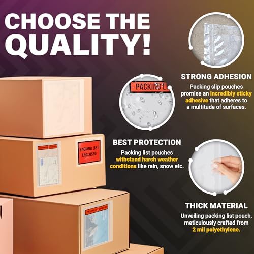 ABC PACK & SUPPLY Packing List Envelopes, Clear with Red Face Packing List Enclosed, 7 x 5 Inch, Self Seal Shipping Document Pouches 2 Mil Polyethylene, Pack of 1000 - Image 3