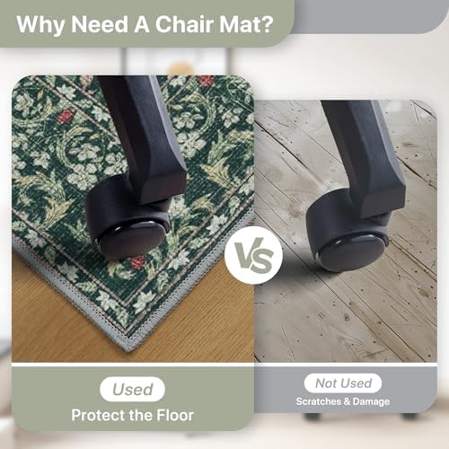 48"x60" Office Chair Mat for Hardwood Floor, Non-Slip Washable Moss Green - Image 5