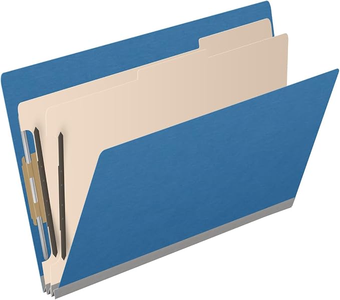 Ecom Folders End Tab Pressboard Classification Folders | Legal Size 25 Pt Stock with 2 Dividers and 2" Tyvek Expansion | Medical, Legal & Office Records Organizer | Royal Blue, Box of 10 - Image 2