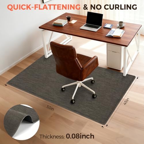 BAGAIL Office Chair Mat for Hardwood Floor, 45"x53" Heavy Duty Computer Chair Mat - Fast Flat & Smooth Glide - Non-Slip Desk Chair Floor Protector for Home Office - Dark Brown - Image 4