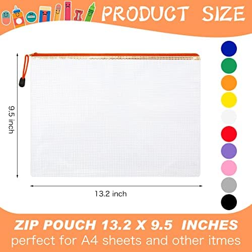 Zhehao 200 Pcs A4 Mesh Zipper Pouch Bags, Mesh Bags Bulk, Multicolor - Image 2
