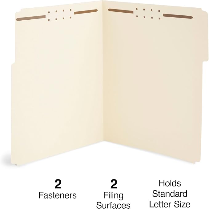 Staples Reinforced Classification Folders, Letter Size, 2" Expansion, Manila, Durable Fastener Design – 100/Carton - Image 2