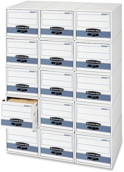 Bankers Box 00311 Stor/drawer Steel Plus Storage Box, Letter, White/blue, 6/carton - Image 4